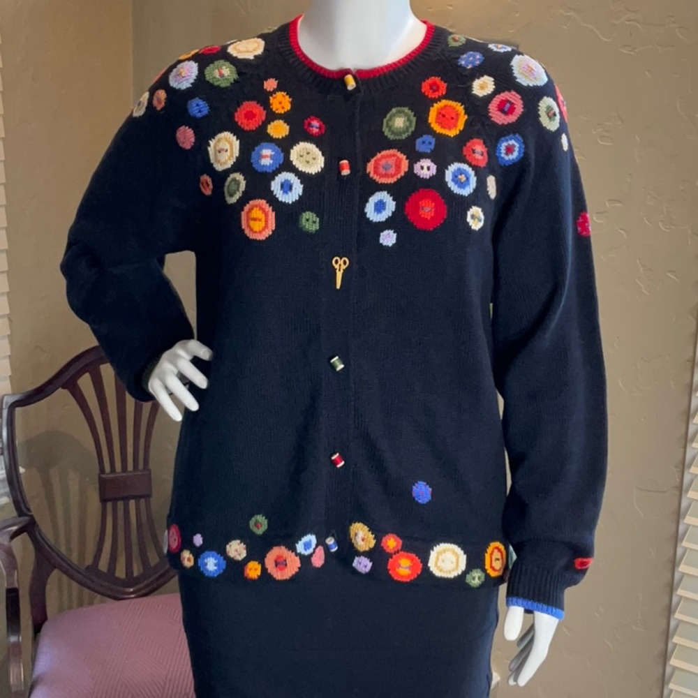 Vintage 90’s Christine Foley Button Front Sweater - Sewing Theme